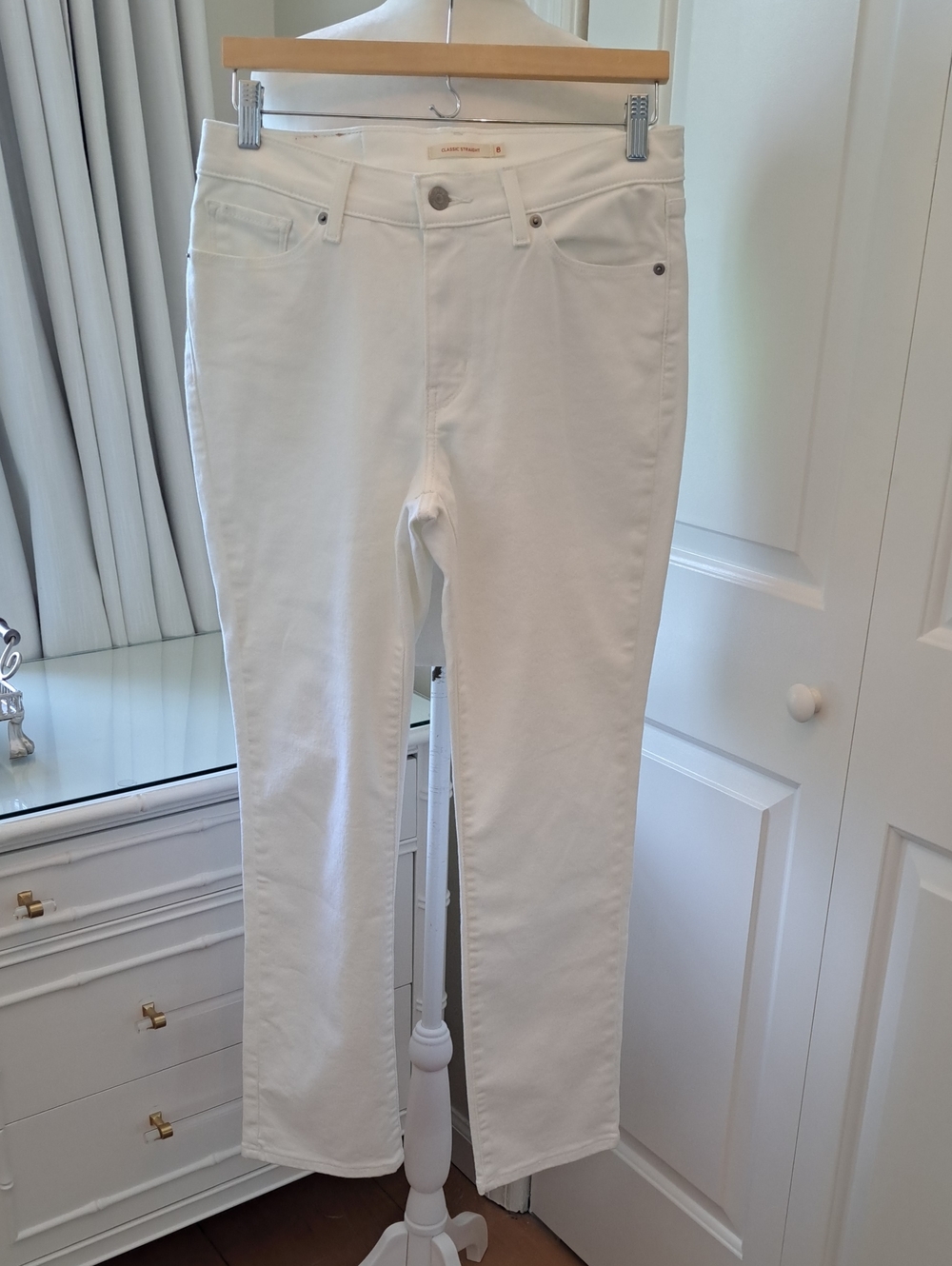Levi's Womens Classic Straight Summer/Preppy White Stretch Jeans 8(29x30)